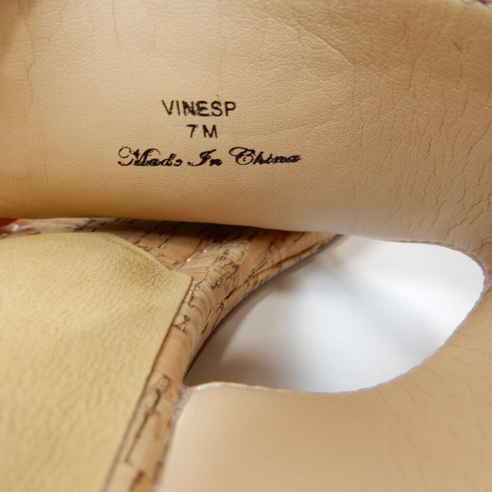 DONALD PLINER Vine SANDALS Size 7 Low Wedge Slide Slip On Honey Leather NEW - Picture 9 of 13
